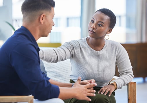 Patient discusses mental health with doctor