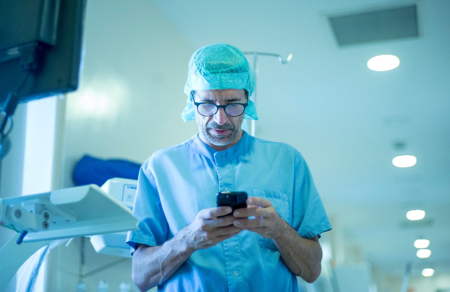 Doctor using a smartphone