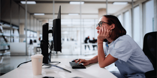 Clinician working at desk