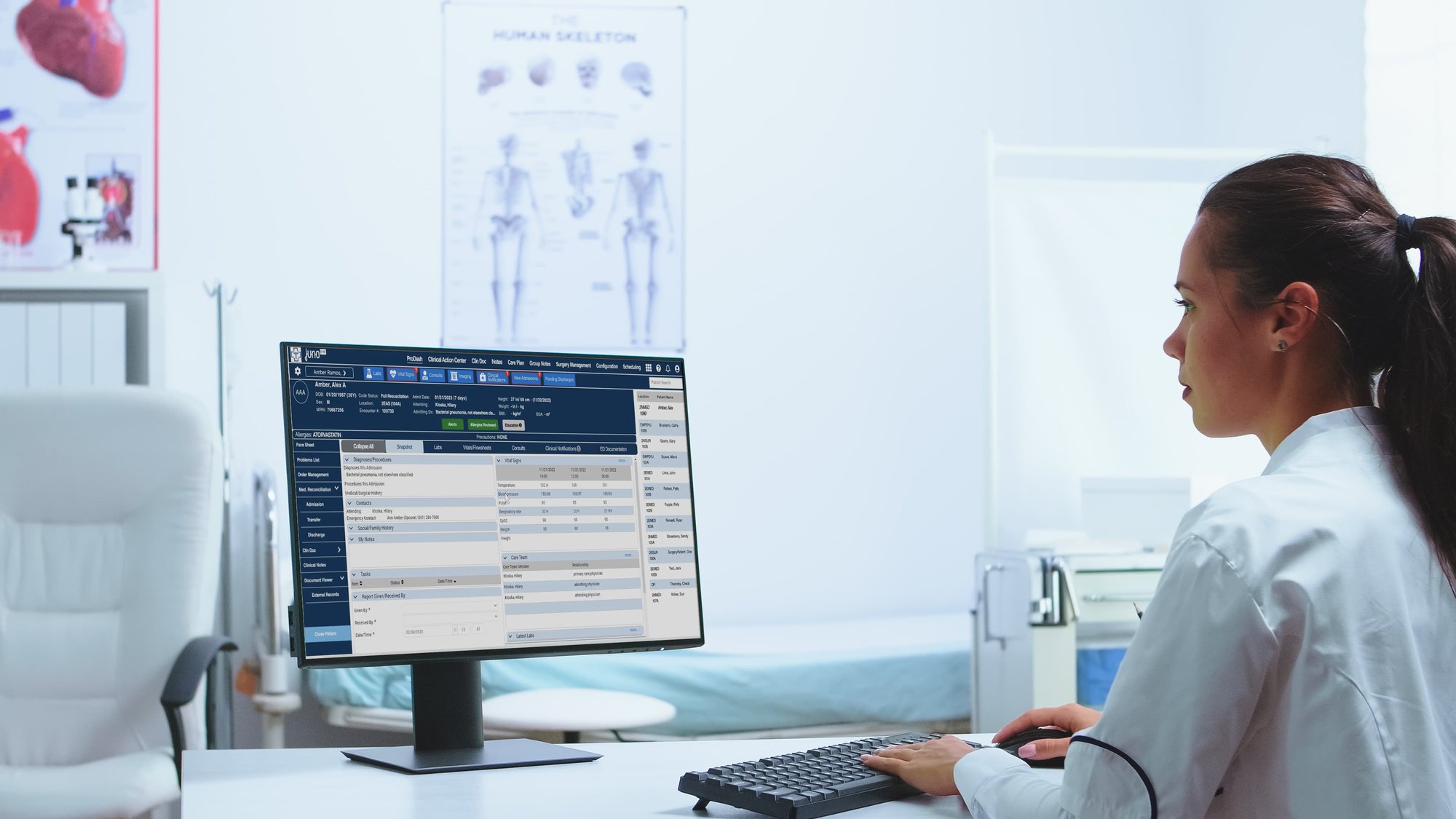 Clinician using Juno EHR at hospital