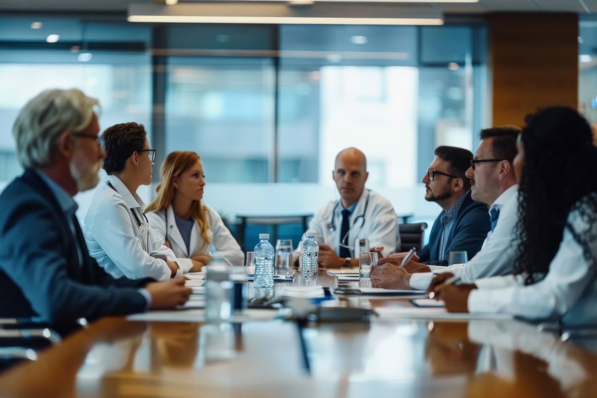 medical professionals meeting in conference room